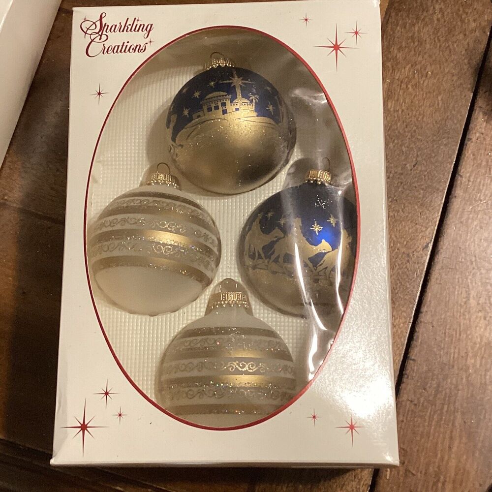 Vintage KREBS 2- Journey to Bethlehem BLUE 2-Classic Ivory Lace Ornaments